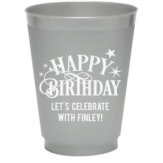 Happy Birthday with Stars Colored Shatterproof Cups